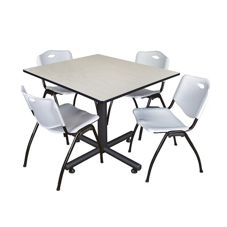 Kobe Kobe Square Table & Chair Set, Wood, Metal, Plastic Top, Maple TKB4848PL47GY